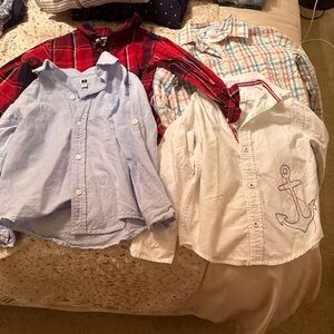 Janie and jack set of 4 button down shirts and white linen blend pants